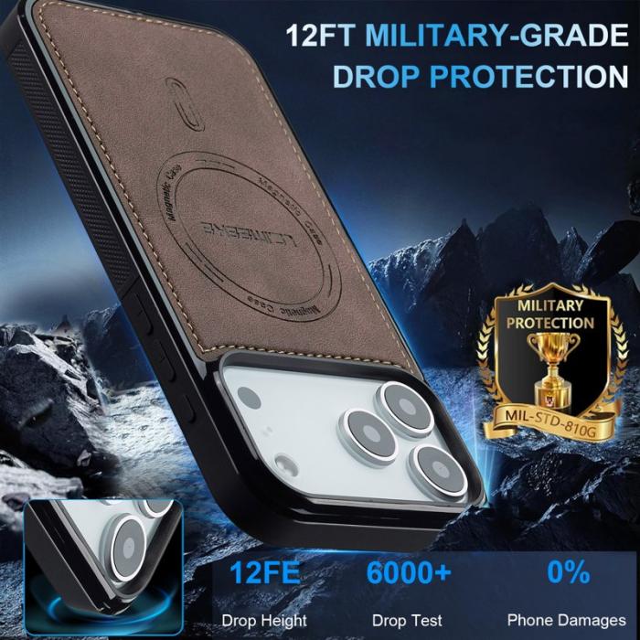 LC.imeeke - LC.IMEEKE L6 iPhone 17 Pro Fodral PU Läder - Coffee