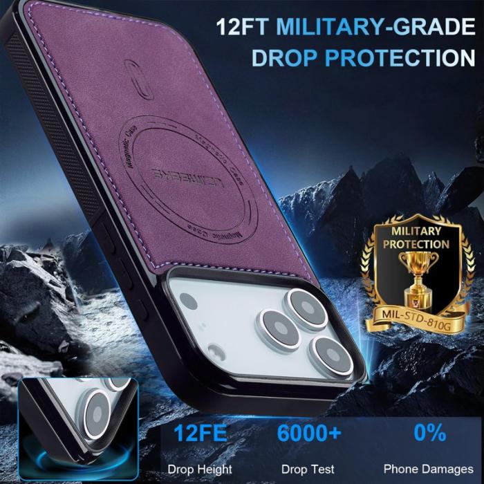 LC.imeeke - LC.IMEEKE L6 iPhone 17 Pro Fodral PU Läder - Lila