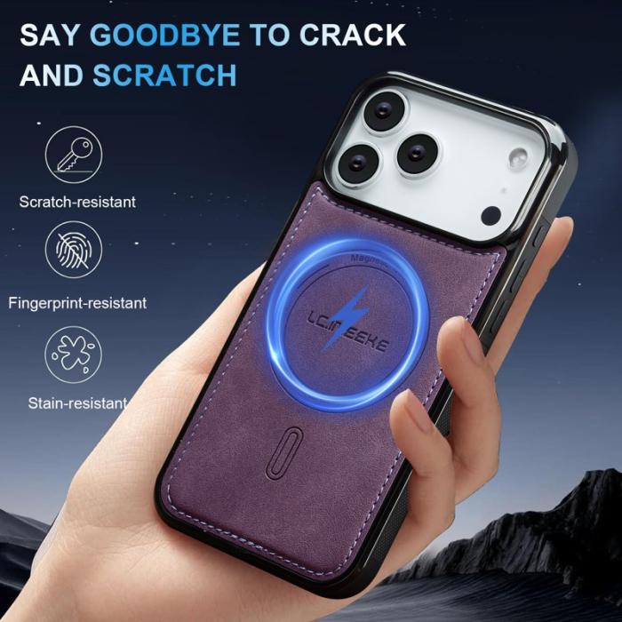 LC.imeeke - LC.IMEEKE L6 iPhone 17 Pro Fodral PU Läder - Lila