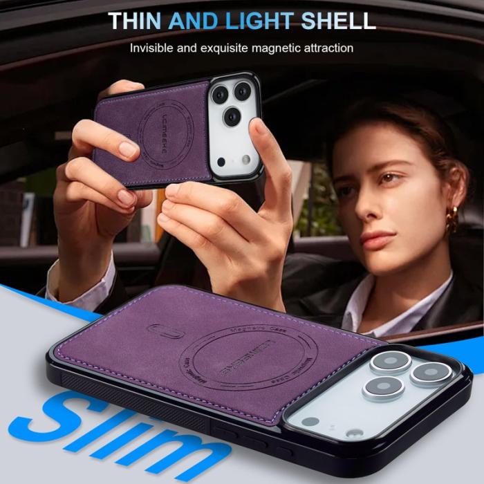 LC.imeeke - LC.IMEEKE L6 iPhone 17 Pro Fodral PU Läder - Lila