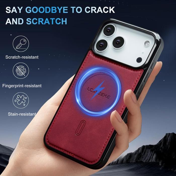 LC.imeeke - LC.IMEEKE L6 iPhone 17 Pro Fodral PU Läder - Röd