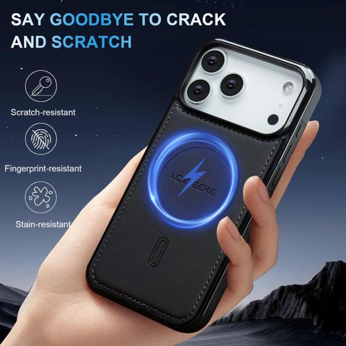 LC.imeeke - LC.IMEEKE L6 iPhone 17 Pro Fodral PU Läder - Svart