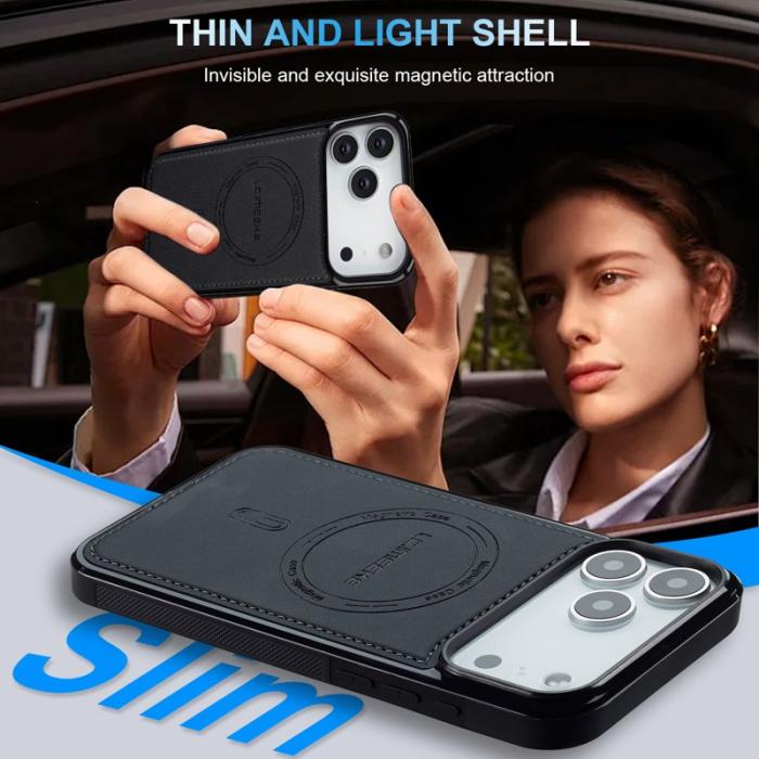 LC.imeeke - LC.IMEEKE L6 iPhone 17 Pro Fodral PU Läder - Svart