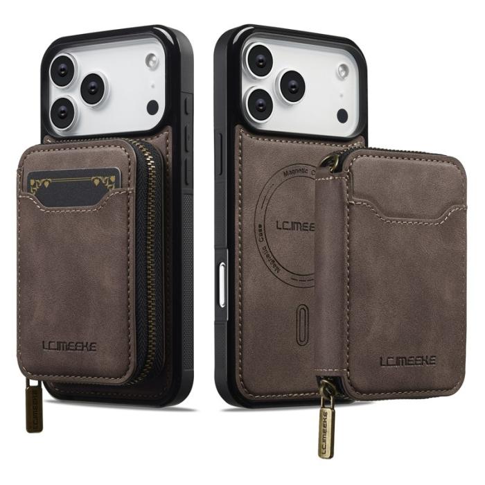 LC.imeeke - LC.IMEEKE L6 iPhone 17 Pro Max Fodral - Äkta läder - Kaffe