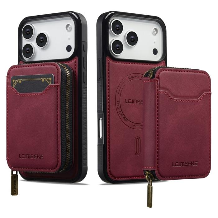 LC.imeeke - LC.IMEEKE L6 iPhone 17 Pro Max Fodral - Äkta läder - Röd