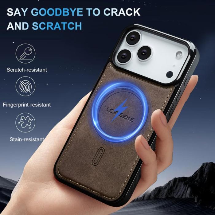 LC.imeeke - LC.IMEEKE L6 iPhone 17 Pro Max Fodral PU Läder - Kaffe