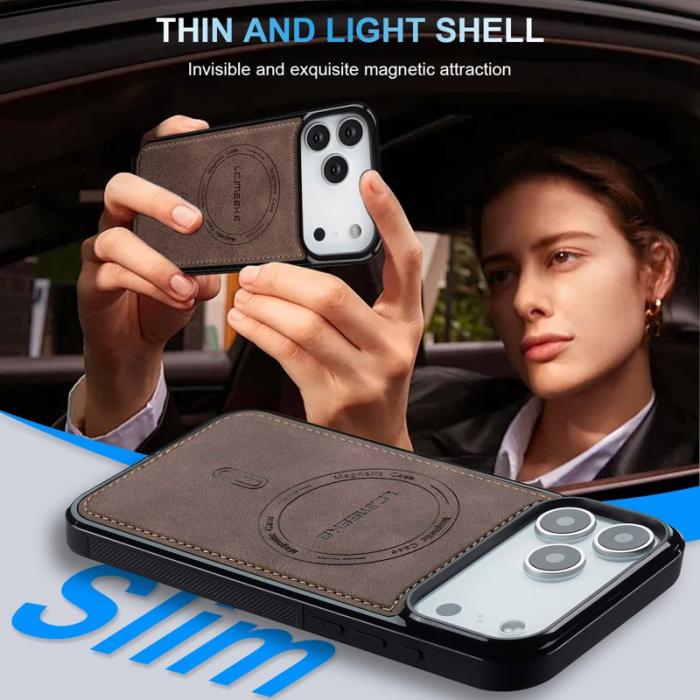 LC.imeeke - LC.IMEEKE L6 iPhone 17 Pro Max Fodral PU Läder - Kaffe