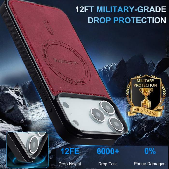 LC.imeeke - LC.IMEEKE L6 iPhone 17 Pro Max Fodral PU Läder - Röd