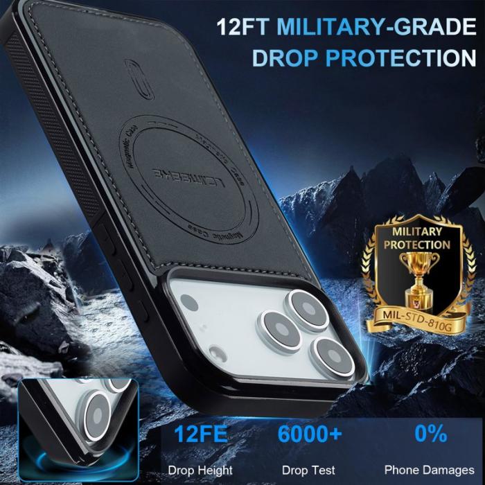 LC.imeeke - LC.IMEEKE L6 iPhone 17 Pro Max Fodral PU Läder - Svart