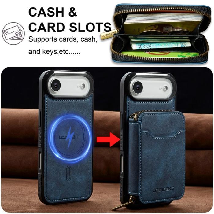 LC.imeeke - LC.IMEEKE L6 iPhone Air Fodral Magnetiskt Äkta läder - Blå