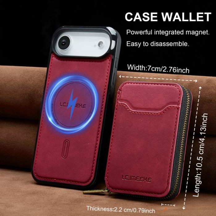 LC.imeeke - LC.IMEEKE L6 iPhone Air Fodral Magnetiskt - Röd Äkta Läder
