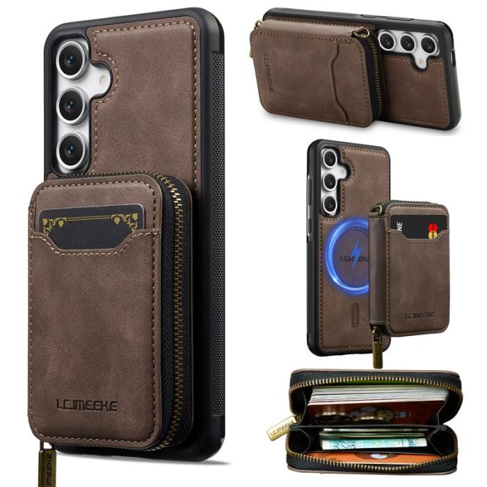 LC.imeeke - LC.IMEEKE L6 Samsung Galaxy S24 FE Fodral - Äkta läder - Kaffe