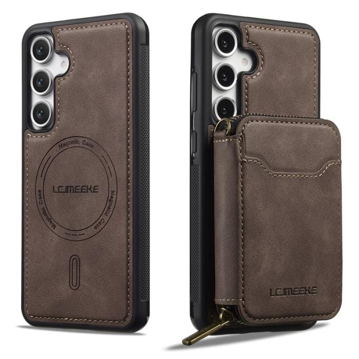 LC.imeeke - LC.IMEEKE L6 Samsung Galaxy S24 FE Fodral - Äkta läder - Kaffe