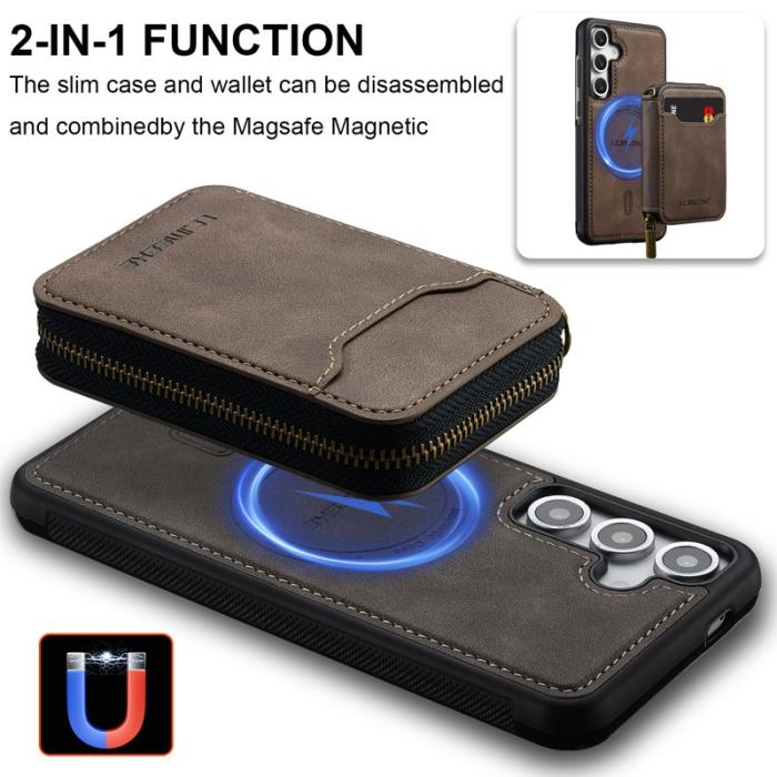 LC.imeeke - LC.IMEEKE L6 Samsung Galaxy S24 FE Fodral - Äkta läder - Kaffe