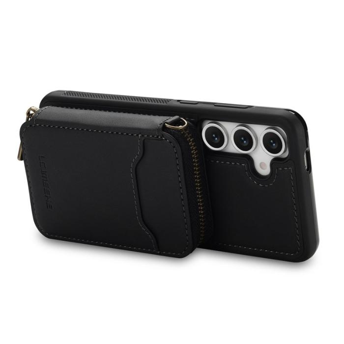 LC.imeeke - LC.IMEEKE L6 Samsung Galaxy S24 FE Fodral - Läder Coated - Svart