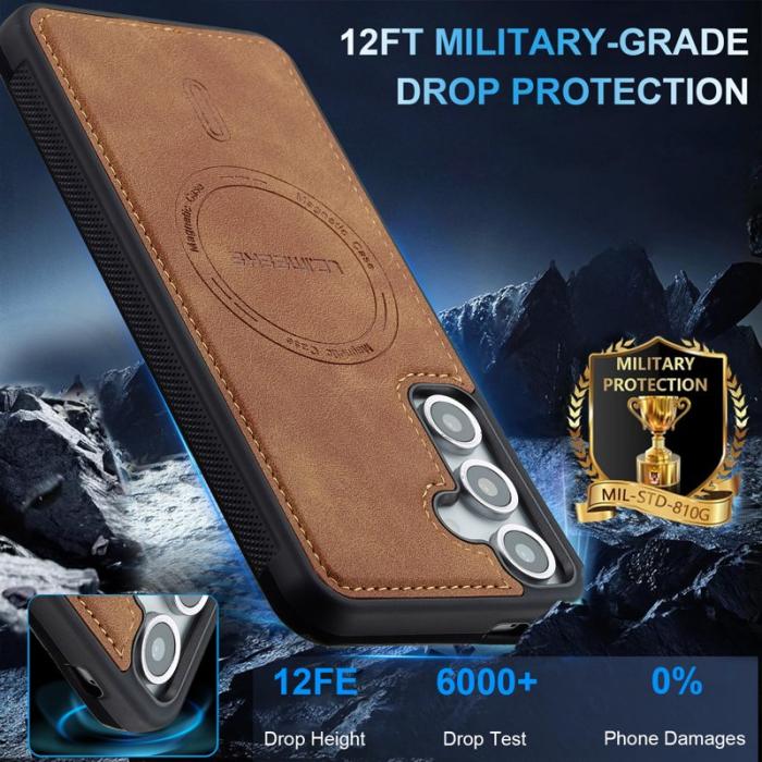 LC.imeeke - LC.IMEEKE L6 Samsung Galaxy S24 FE Fodral PU Läder - Brun