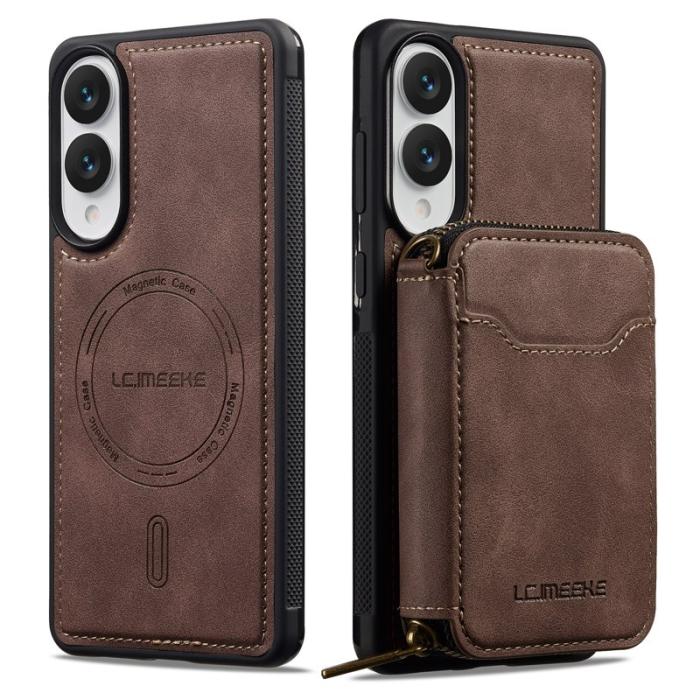 LC.imeeke - LC.IMEEKE L6 Samsung Galaxy S25 Edge Plånboksfodral Konstläder - Brun