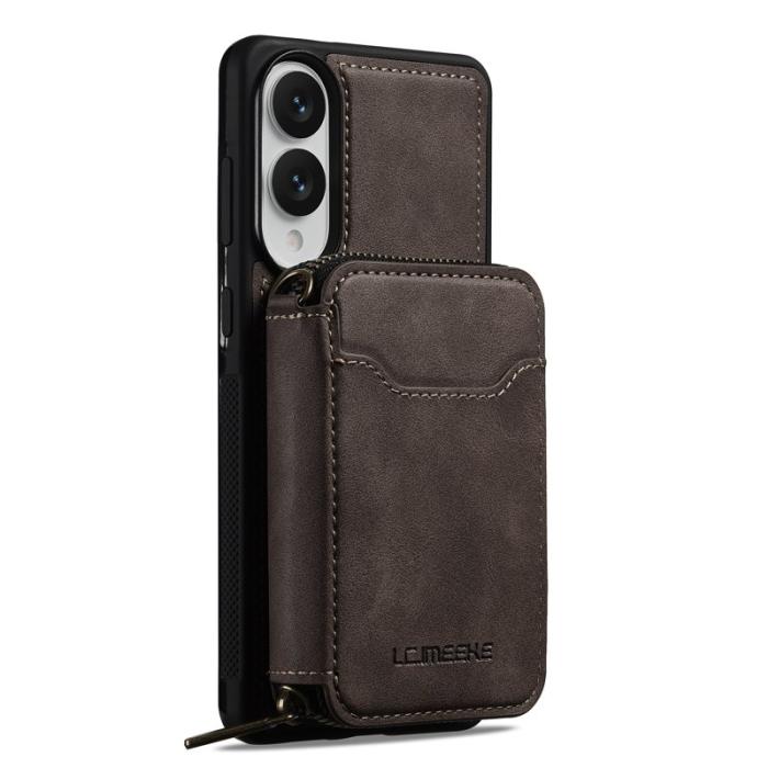 LC.imeeke - LC.IMEEKE L6 Samsung Galaxy S25 Edge Plånboksfodral Konstläder - Brun