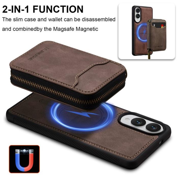 LC.imeeke - LC.IMEEKE L6 Samsung Galaxy S25 Edge Plånboksfodral Konstläder - Brun