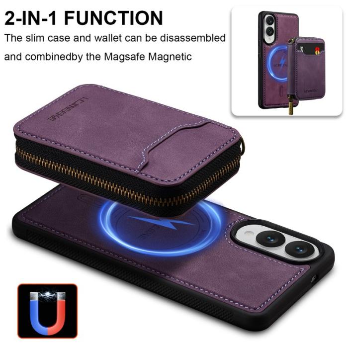 LC.imeeke - LC.IMEEKE L6 Samsung Galaxy S25 Edge Plånboksfodral Konstläder - Lila