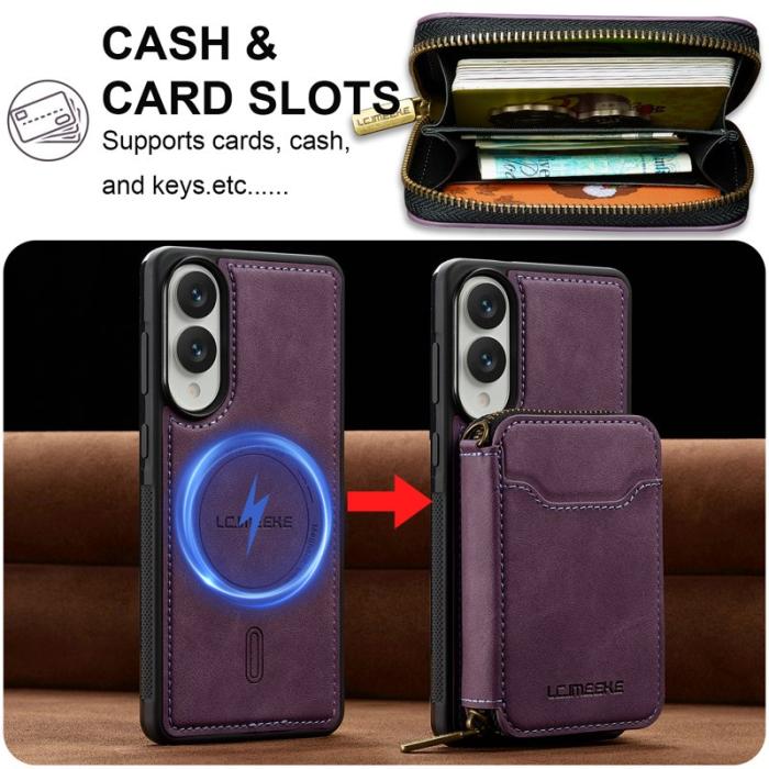LC.imeeke - LC.IMEEKE L6 Samsung Galaxy S25 Edge Plånboksfodral Konstläder - Lila