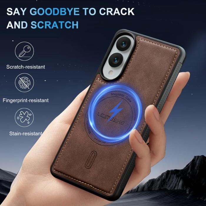 LC.imeeke - LC.IMEEKE L6 Samsung Galaxy S25 Edge Fodral PU Läder - Coffee