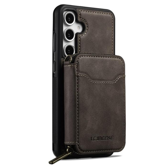 LC.imeeke - LC.IMEEKE L6 Samsung Galaxy S25 FE Fodral - Äkta läder - Kaffe