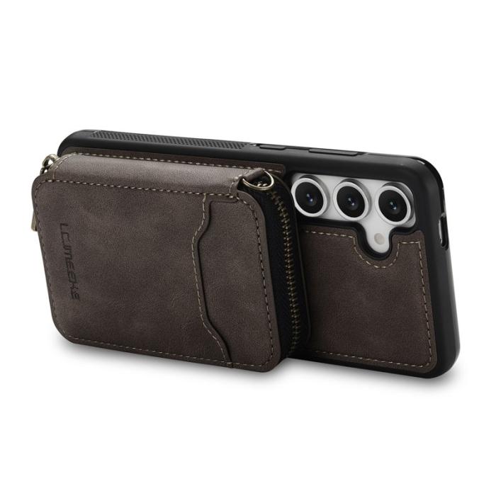 LC.imeeke - LC.IMEEKE L6 Samsung Galaxy S25 FE Fodral - Äkta läder - Kaffe