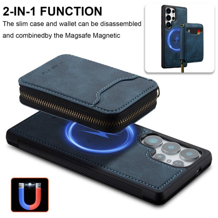 LC.imeeke - LC.IMEEKE L6 Samsung Galaxy S25 Ultra Fodral - Äkta läder - Blå