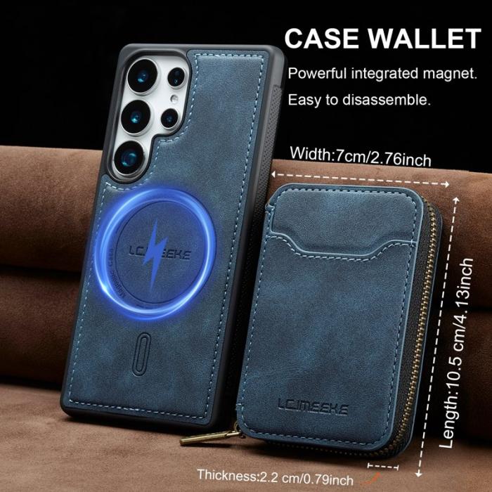 LC.imeeke - LC.IMEEKE L6 Samsung Galaxy S25 Ultra Fodral - Äkta läder - Blå