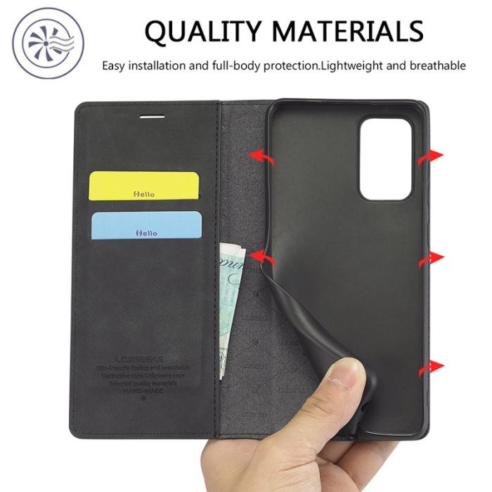 LC.imeeke - LC.IMEEKE LC Strong Magnetic Wallet Skal Äkta läder - Svart