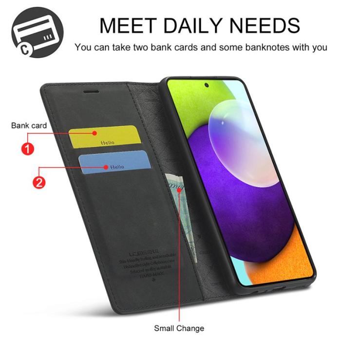 LC.imeeke - LC.IMEEKE LC Strong Magnetic Wallet Skal Äkta läder - Svart