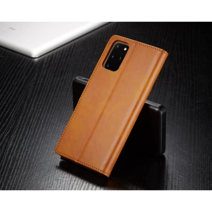 LC.imeeke - LC.IMEEKE Leather Wallet Stand Fodral för Samsung Galaxy S20 Plus - Brun