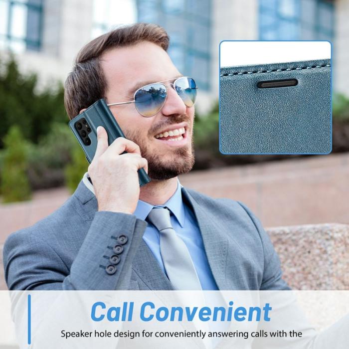 LC.imeeke - LC.IMEEKE Magnetic Fodral Samsung Galaxy S24 Ultra PU Läder - Grön