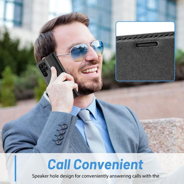 LC.imeeke - LC.IMEEKE Magnetic Fodral Samsung Galaxy S24 Ultra PU Läder - Svart