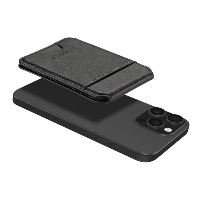 LC.imeeke - LC.IMEEKE Magnetiskt kortfodral RFID-skydd Äkta läder - Svart