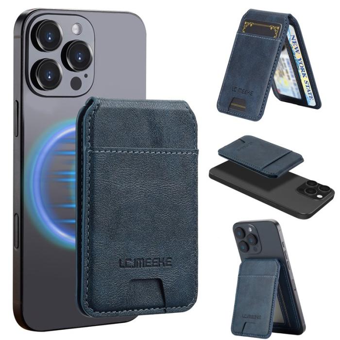 LC.imeeke - LC.IMEEKE Magnetiskt kortfodral RFID-skydd i läder - Blå