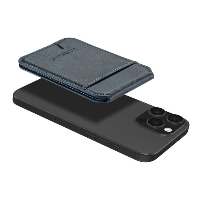 LC.imeeke - LC.IMEEKE Magnetiskt kortfodral RFID-skydd i läder - Blå