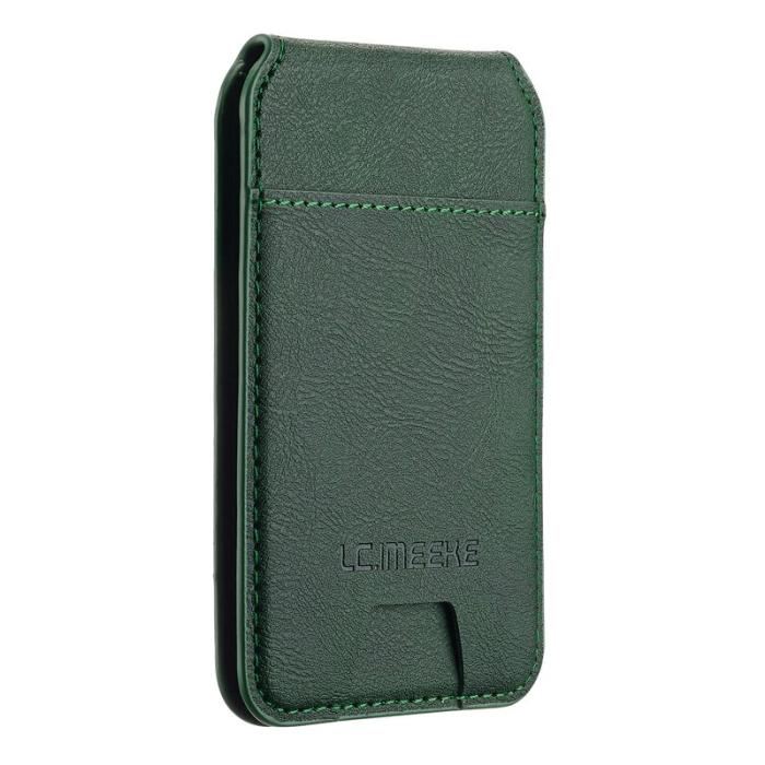 LC.imeeke - LC.IMEEKE Phone Magnetic Card Holder - Äkta läder - Grön