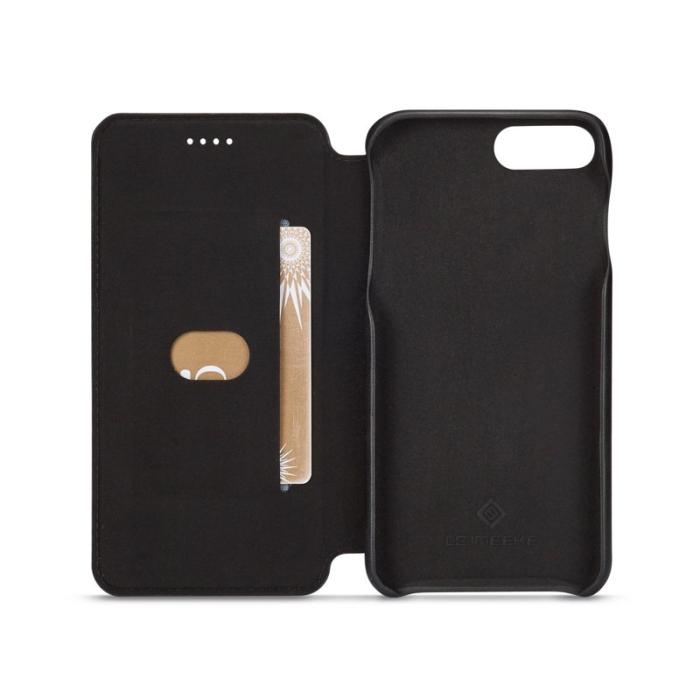 LC.imeeke - LC.IMEEKE Retro Fodral för iPhone 8 Plus/7 Plus - Äkta läder - Svart