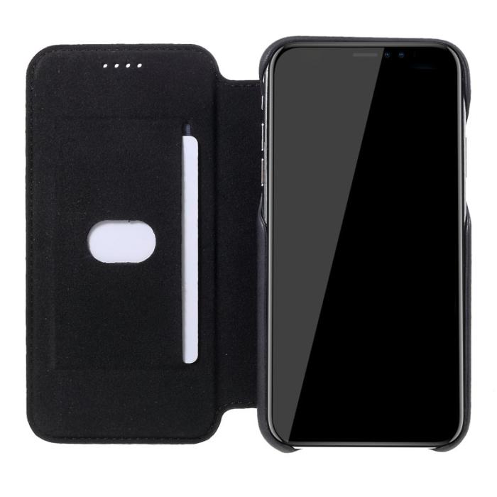 LC.imeeke - LC.IMEEKE Retro Style Fodral i Äkta Läder för iPhone XR - Svart