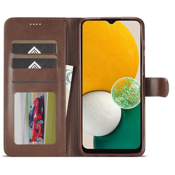 LC.imeeke - LC.IMEEKE Samsung Galaxy A14 5G Fodral Äkta läder - Brun