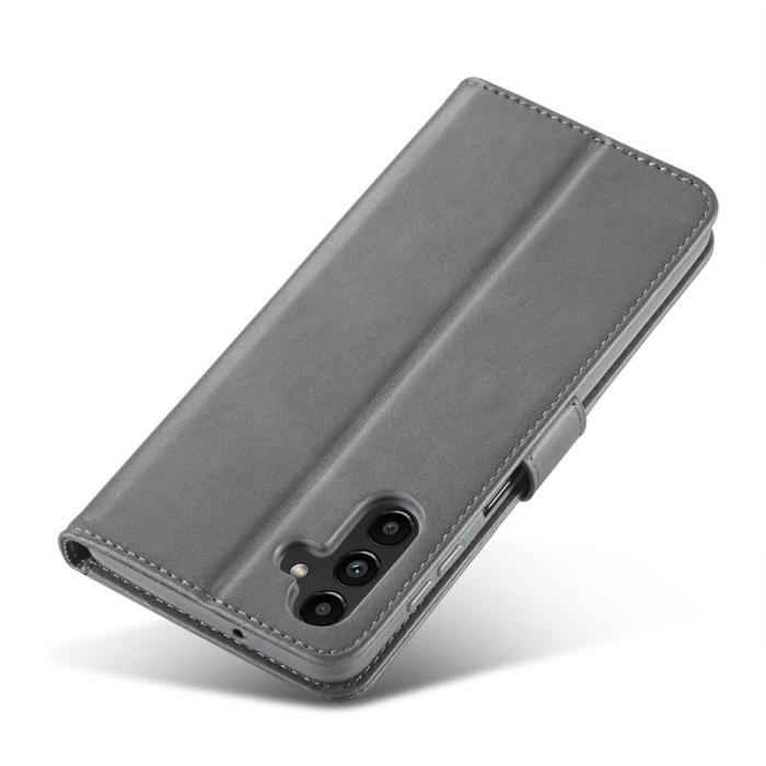 LC.imeeke - LC.IMEEKE Samsung Galaxy A14 5G Fodral - Äkta läder - Grå