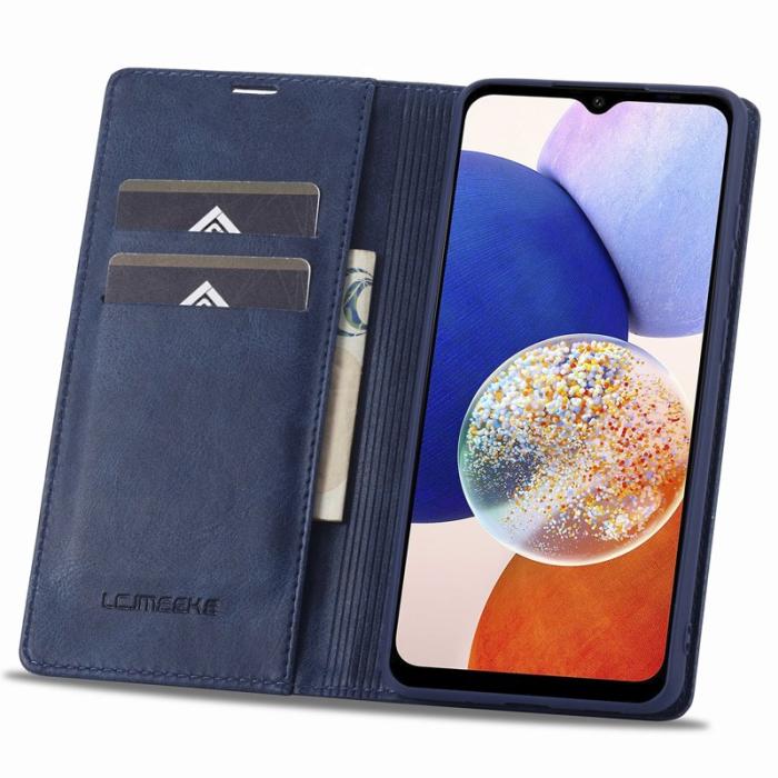 LC.imeeke - LC.IMEEKE Samsung Galaxy A14 Fodral PU Läder - Blå