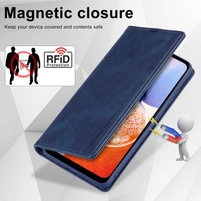 LC.imeeke - LC.IMEEKE Samsung Galaxy A14 Fodral PU Läder - Blå