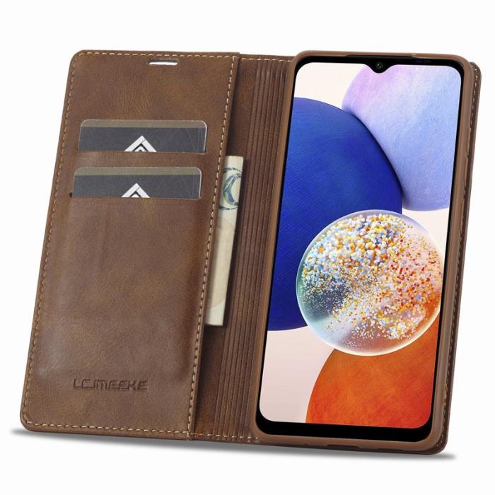 LC.imeeke - LC.IMEEKE Samsung Galaxy A14 Fodral PU Läder - Brun