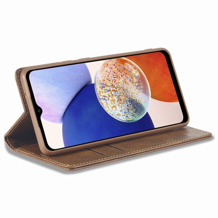 LC.imeeke - LC.IMEEKE Samsung Galaxy A14 Fodral PU Läder - Brun