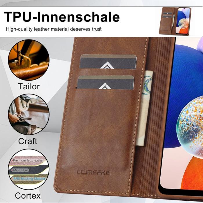 LC.imeeke - LC.IMEEKE Samsung Galaxy A14 Fodral PU Läder - Brun