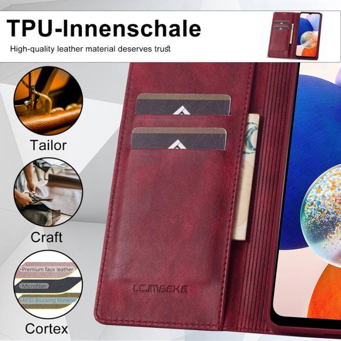 LC.imeeke - LC.IMEEKE Samsung Galaxy A14 Fodral PU Läder - Röd