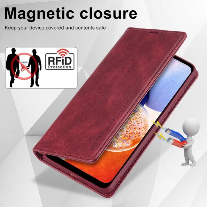 LC.imeeke - LC.IMEEKE Samsung Galaxy A14 Fodral PU Läder - Röd